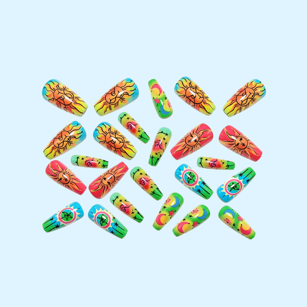 Creative neon-themed art nails with fantastic patterns Bowlift