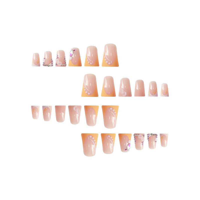 Floral Rhinestone Press-On Nails Bowlift