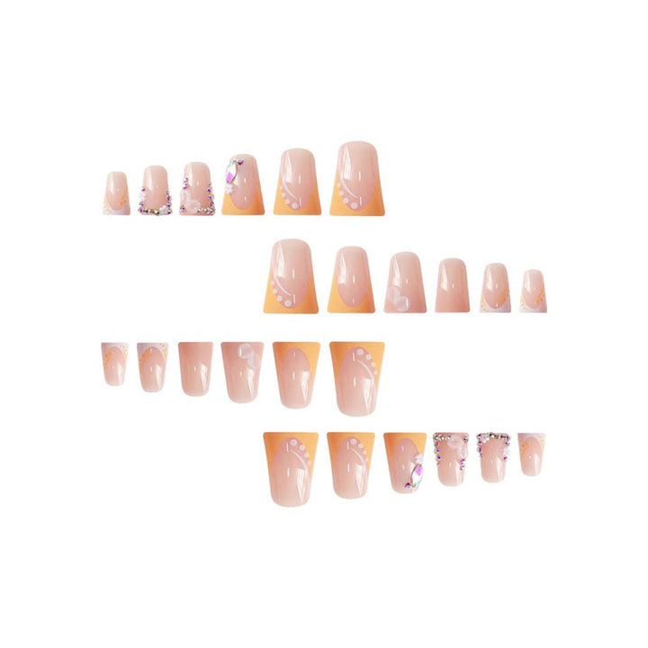 Floral Rhinestone Press-On Nails Bowlift