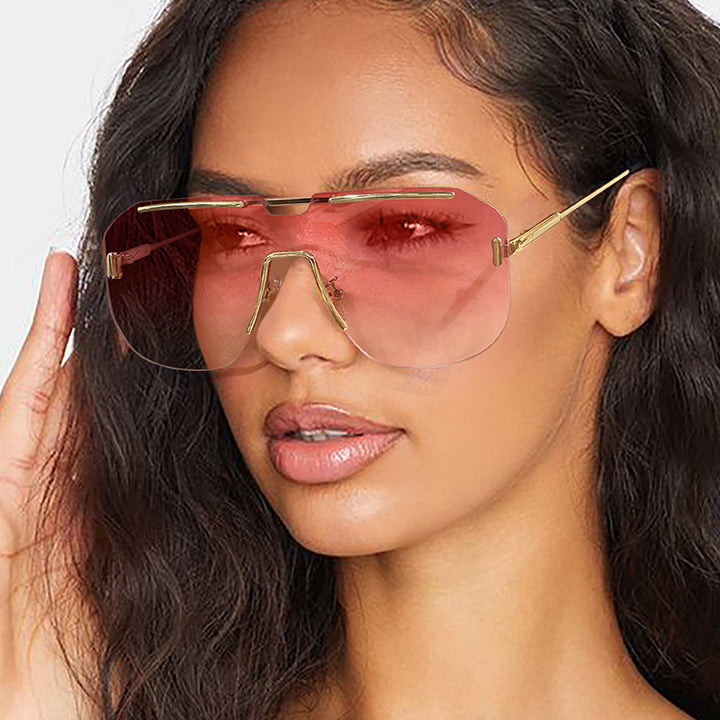 Women's geometric sunglasses with stylish metal frame and UV protection Bowlift