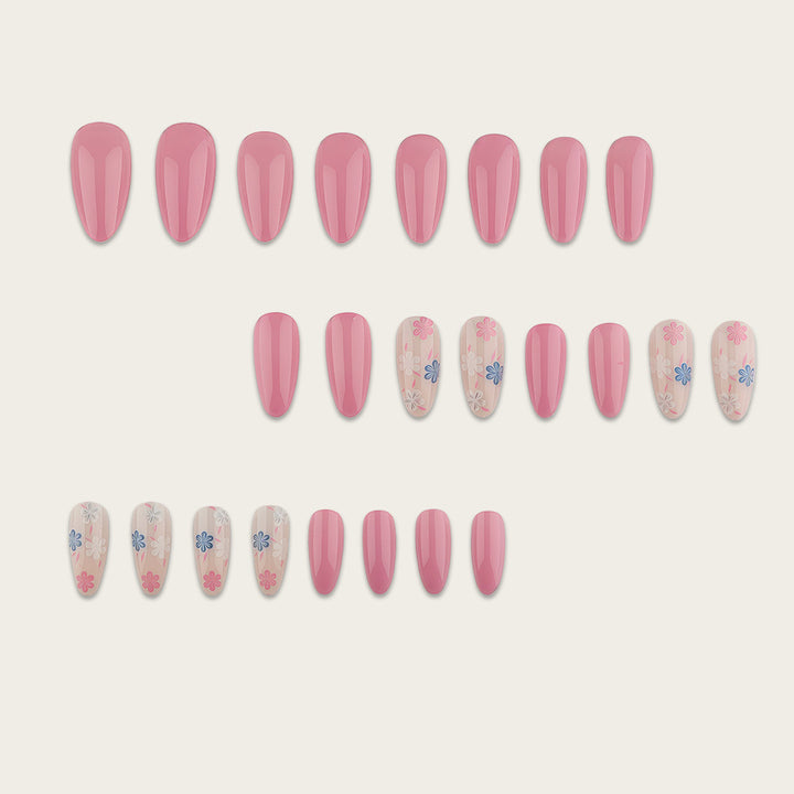 Artful Nail Extensions with Flower Pattern Bowlift