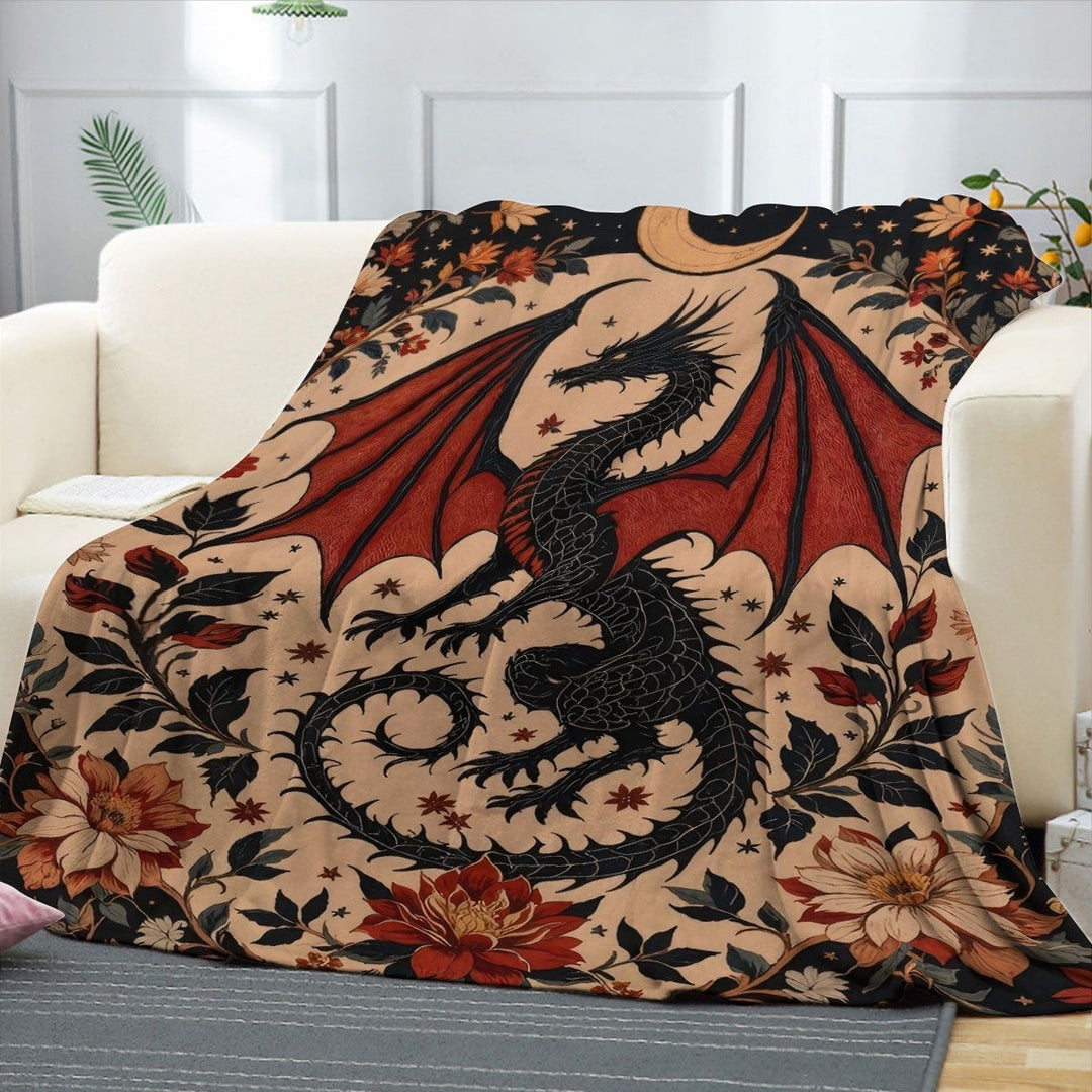 Dragon-Themed Mystical Fleece Blanket