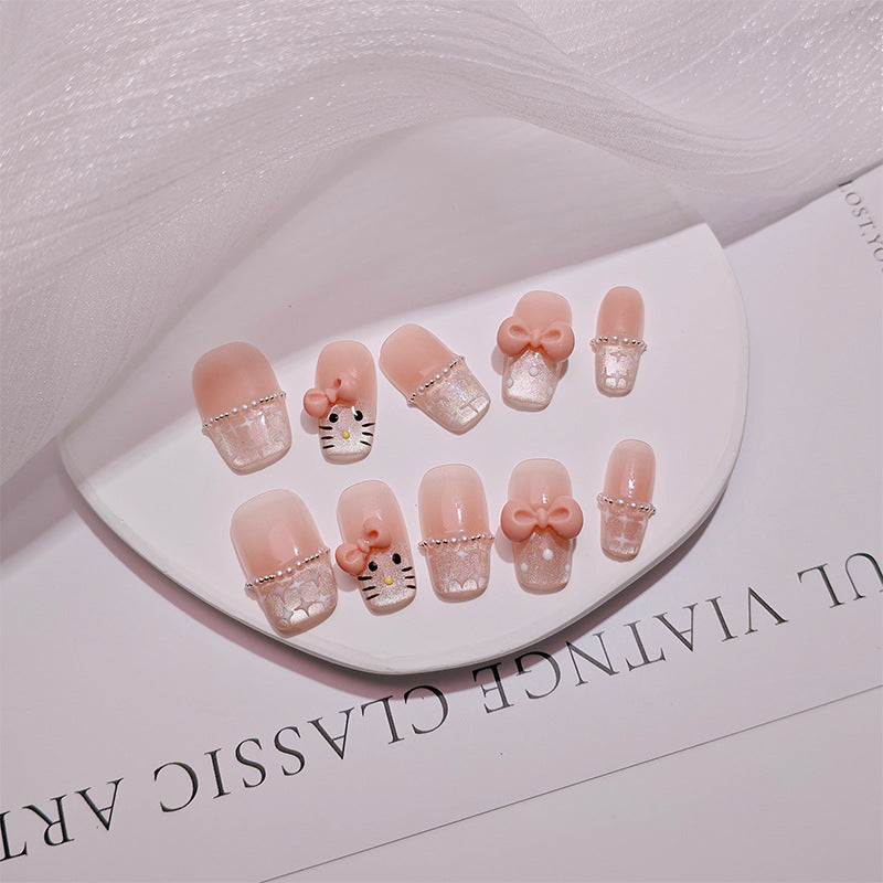 Elegant French Tip Press-On Nails Bowlift
