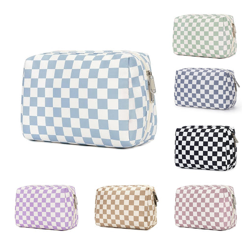 Stylish cosmetic bag with checked pattern Bowlift