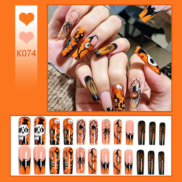 Artificial nail set with Halloween motifs and creative glitter Bowlift
