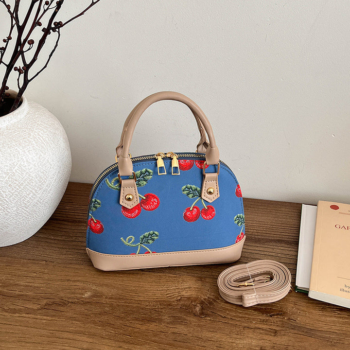 WoEmbroidered Cherry Pattern Handbag Bowlift