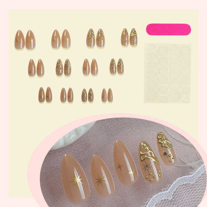 Premium Press-On Nail Set with Intricate Star and Decorative Designs Bowlift