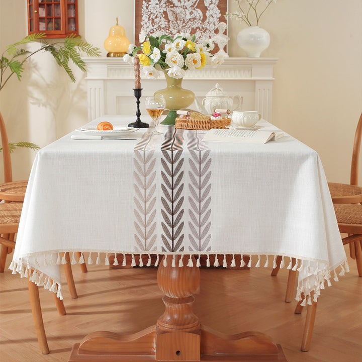Embroidered Botanical Tablecloth