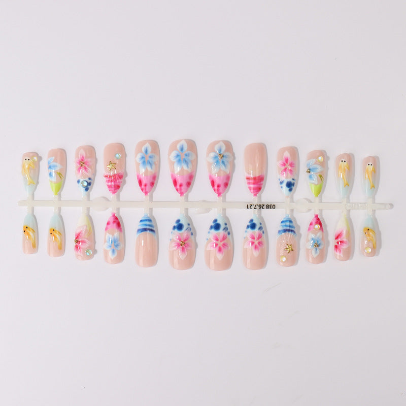 Artistic Floral Press-On Nail Collection Bowlift