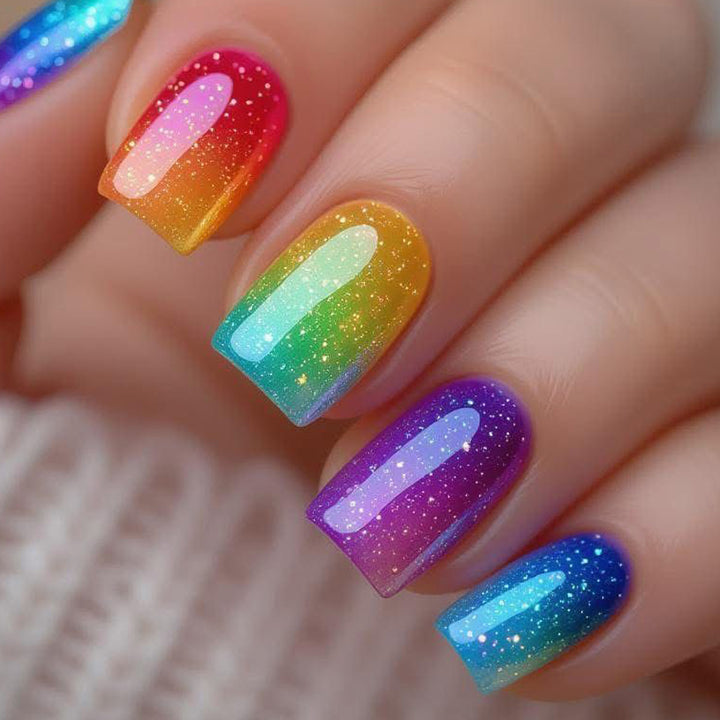 Glittering Gradient Acrylic Nail Art Extensions Bowlift
