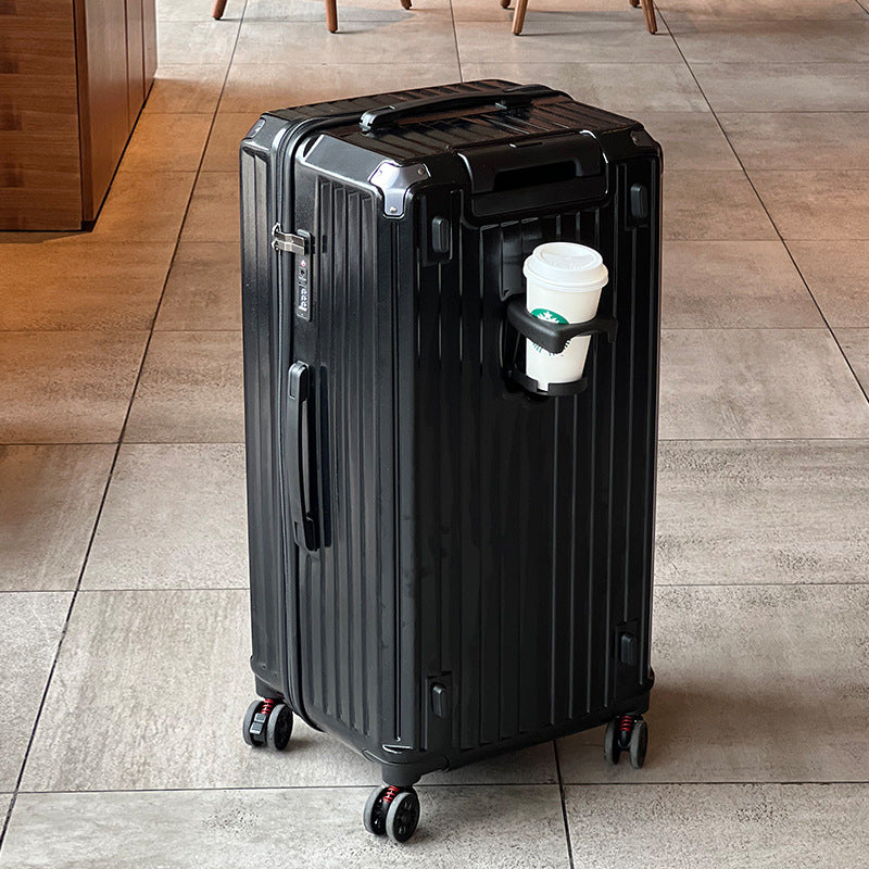 Unisex Multi-Functional Hard Shell Luggage with Beverage Holder Bowlift
