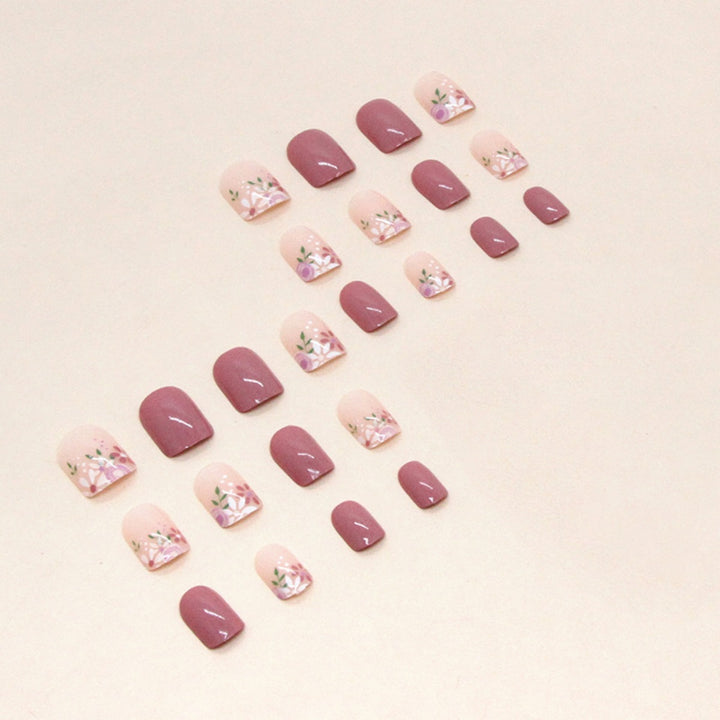 Artistic Floral Design Press-On Nails Bowlift