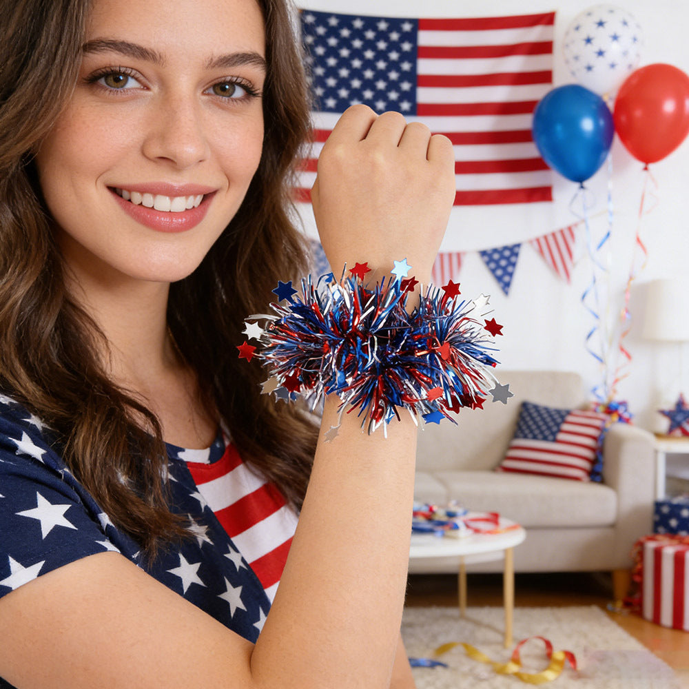 Unisex nan sparkling tinsel bracelet with elastic inner ring and voluminous tinsel finish Bowlift