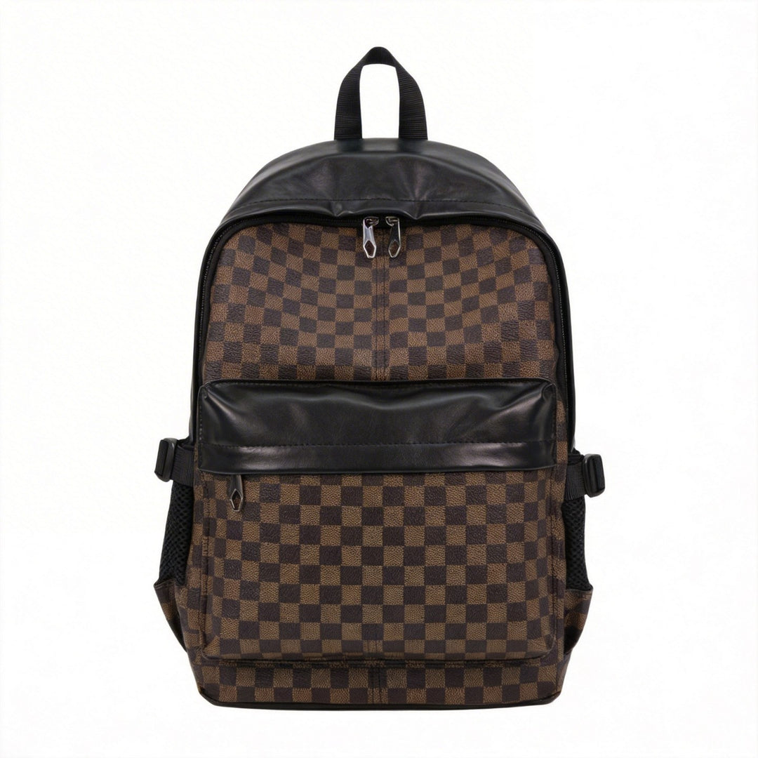 Stylish Checkerboard Pattern Backpack Bowlift