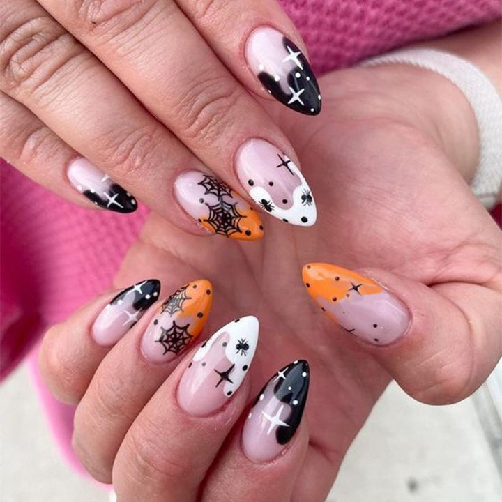 Artful Ghost-Themed Press-On Nails Bowlift