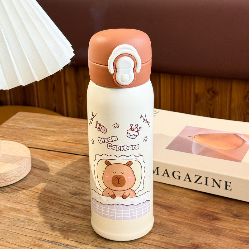 Leak-proof stainless steel water bottle with cute capybara design Bowlift