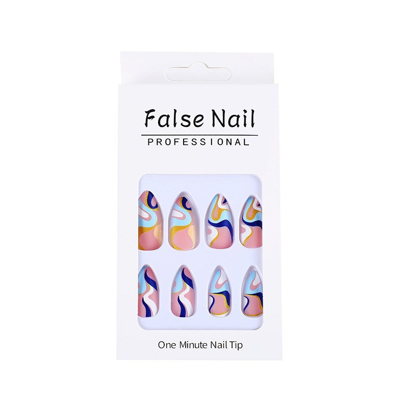 Artificial nails with modern wave-shaped design Bowlift