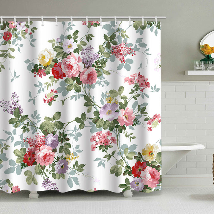 Floral Print Shower Curtain Bowlift