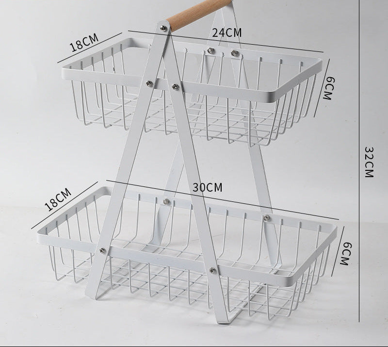 Sturdy Two-Tier Metal Storage Basket Bowlift