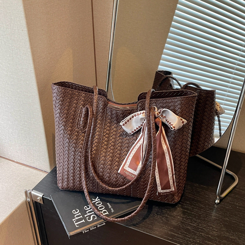 Woven Leather Tote Bag Bowlift