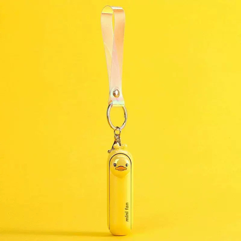 Unisex One Size Rechargeable Keychain Handheld Mini Fan with Wrist Strap and Novel Frog Charm Bowlift