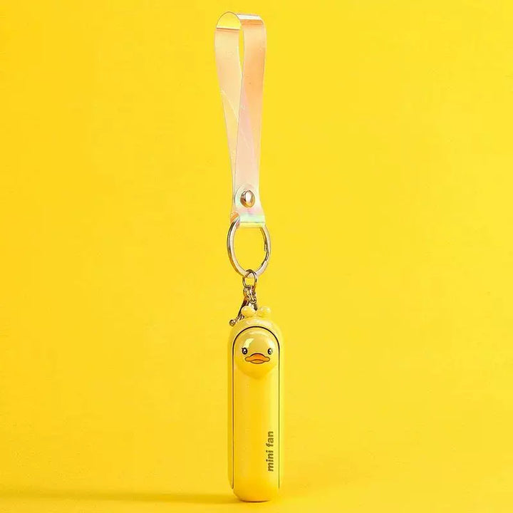Unisex One Size Rechargeable Keychain Handheld Mini Fan with Wrist Strap and Novel Frog Charm Bowlift