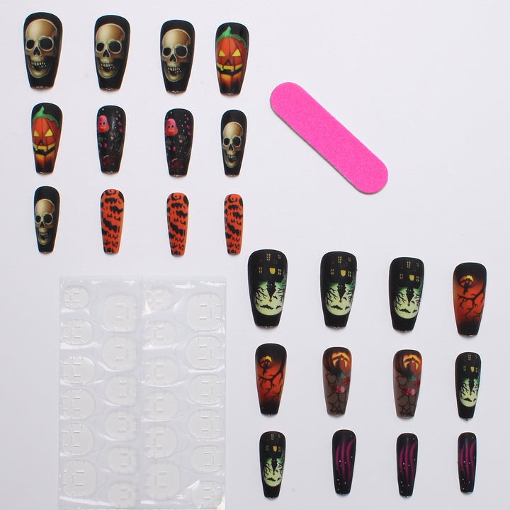Acrylic nail set with creepy Halloween motif Bowlift
