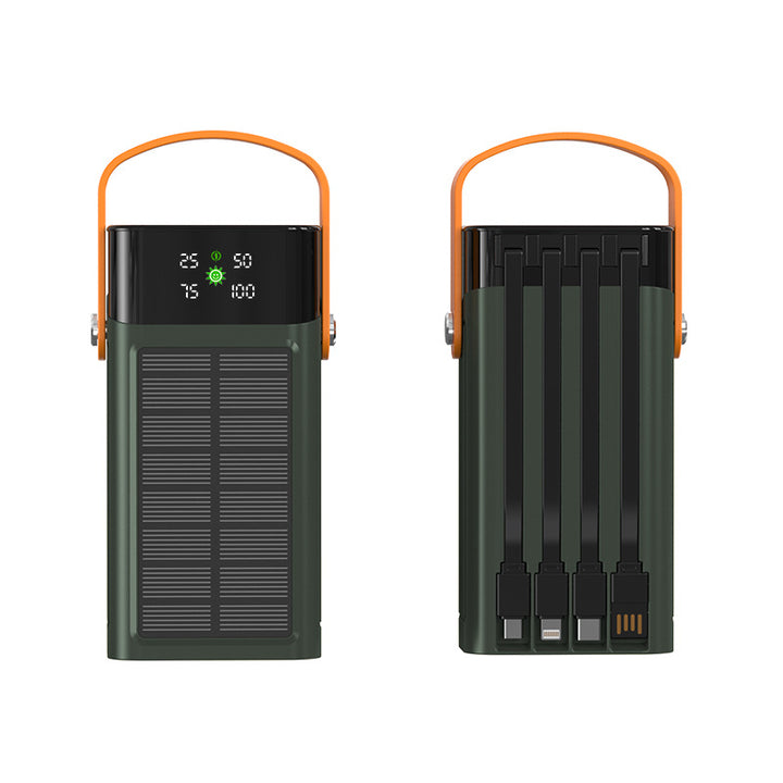 Portable solar power bank with integrated charging station and LED display Bowlift