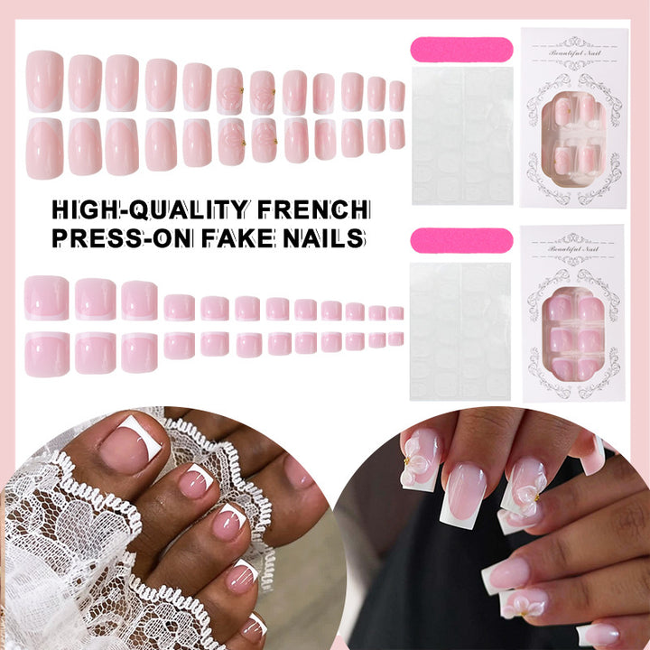 High-Quality French Press-On Nail Set Bowlift