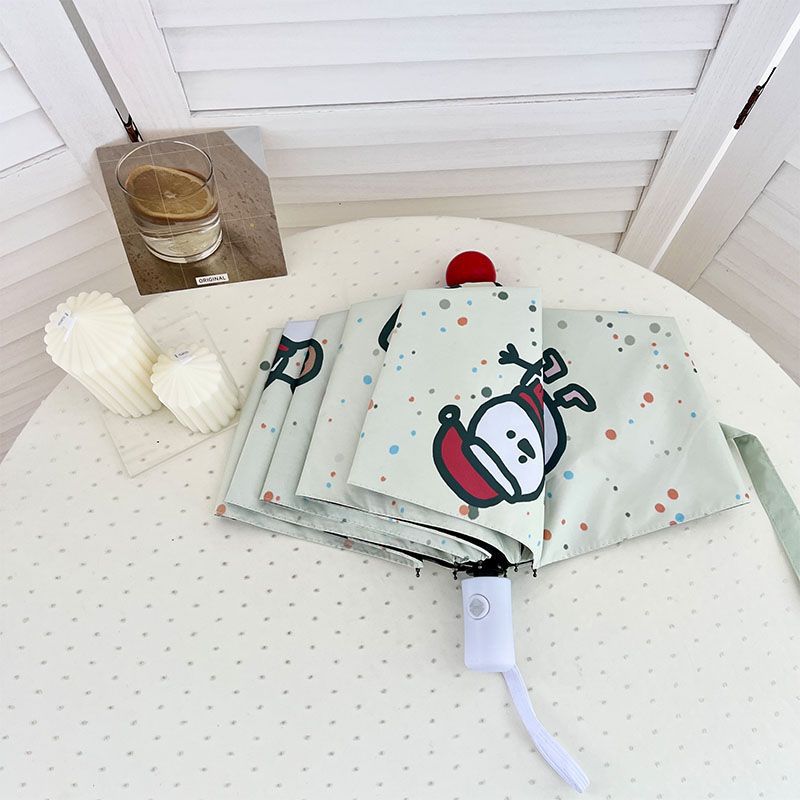 Women's Automatic Folding Umbrella with Cheerful Snowman Design Bowlift
