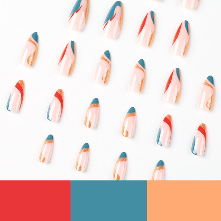 Artificial nail art with creative gradient and glitter elements Bowlift