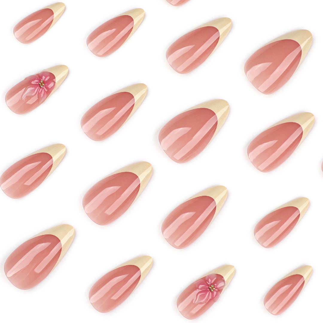 Artful stiletto nails with elegant flower accent Bowlift