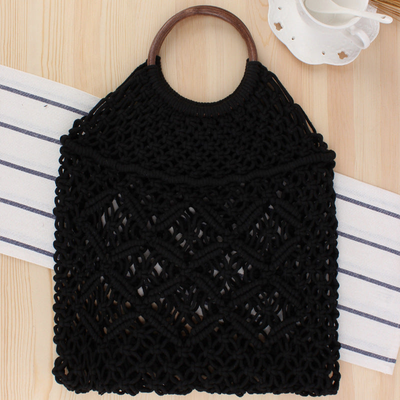 Macrame Tote Bag with Double-Layer Inner Pocket Bowlift