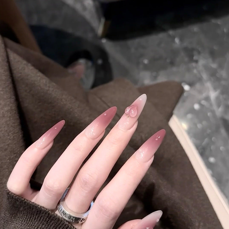 Elegant Stiletto Press-On Nails with Heart Accents Bowlift