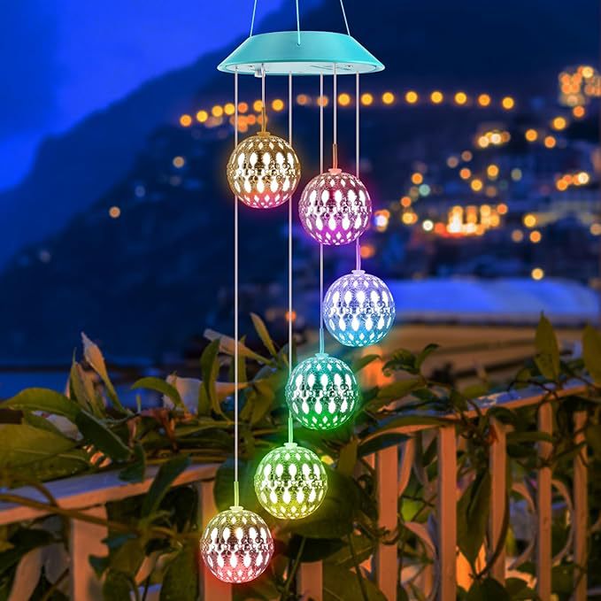 Solar-Powered Hanging Hummingbird LED Wind Chime With Color-Changing RGB Acrylic Birds And Weatherproof Top Bowlift