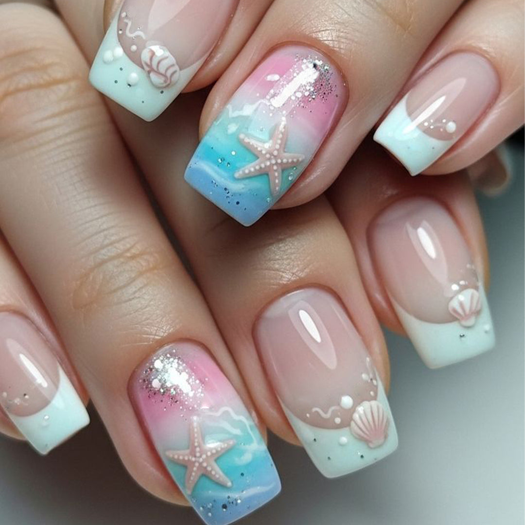 Ocean-Inspired Gel Nail Art Extensions Bowlift