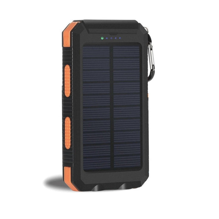 Solar-powered power bank with impact-resistant design and integrated carabiner Bowlift