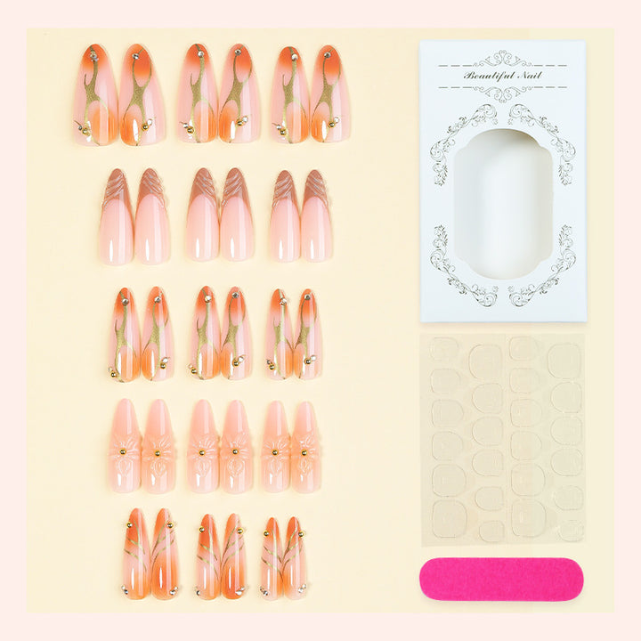 Elegant Floral Design Press-On Nails Art Set Bowlift