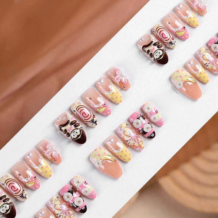 Artistic Chocolate-Inspired Press-On Nail Set Bowlift