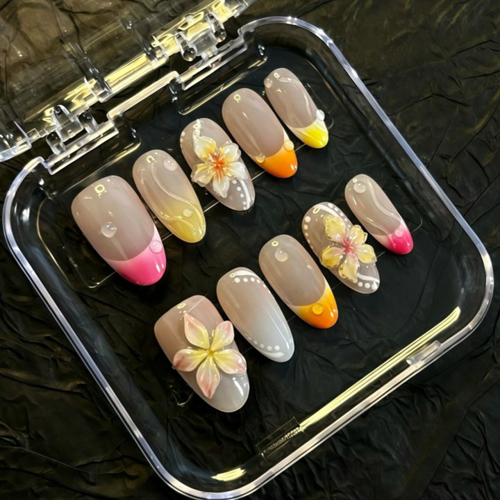Nature-Themed Artistic Press-On Nail Set Bowlift