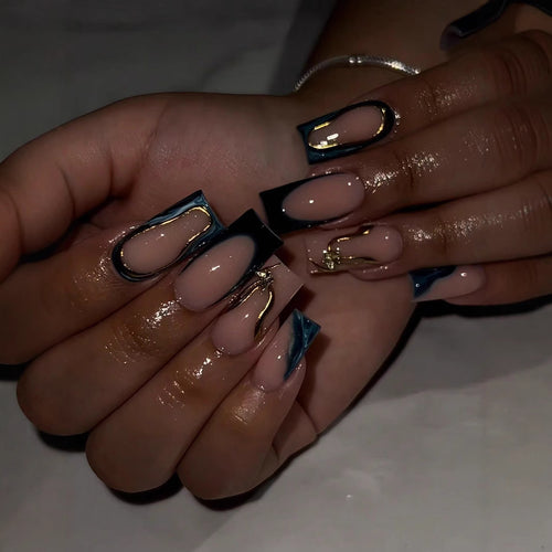 Designer Geometric Press-On Nail Art Bowlift