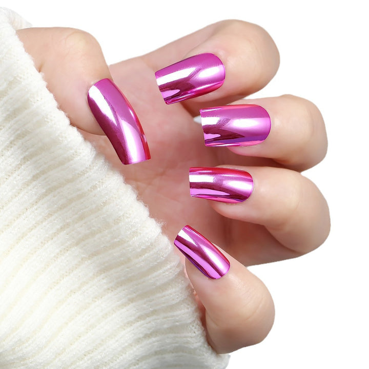 Chrome Finish Press-On Nails Bowlift