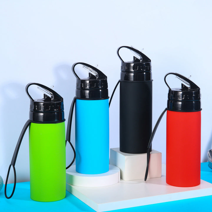 Women Foldable Sports Water Bottle with Integrated Straw Bowlift