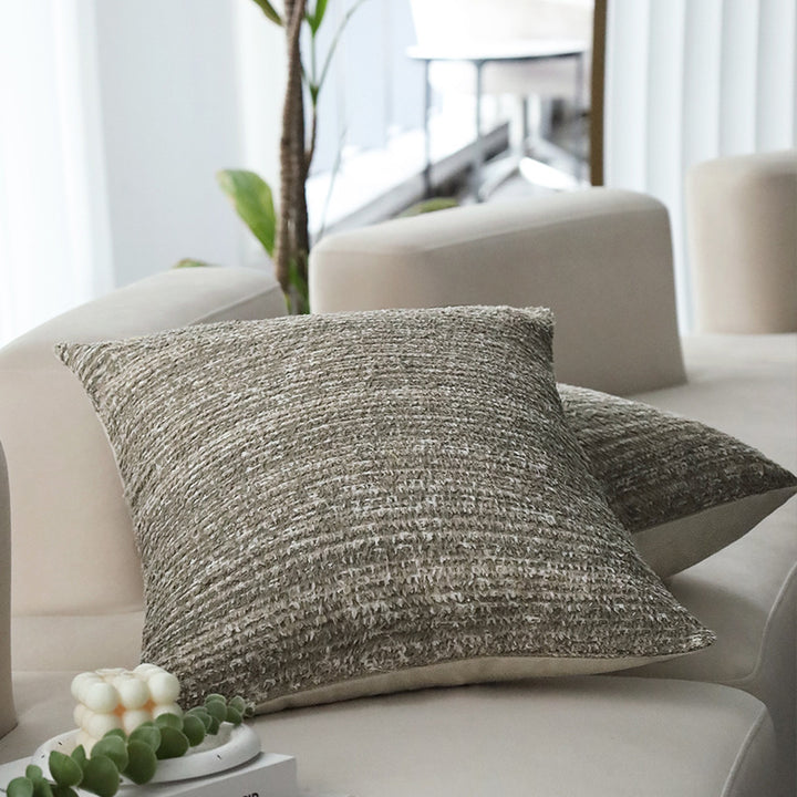 Square bouclé cushion cover with fine texture and concealed zipper Bowlift