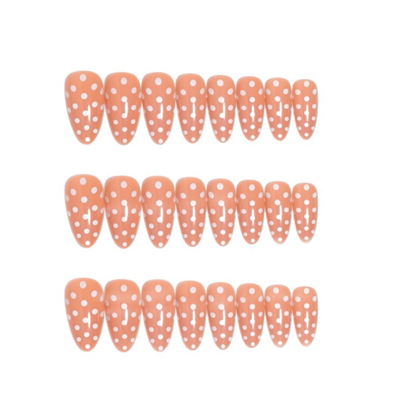 Artistic Press-On Nail Set with Polka Dot Design Bowlift