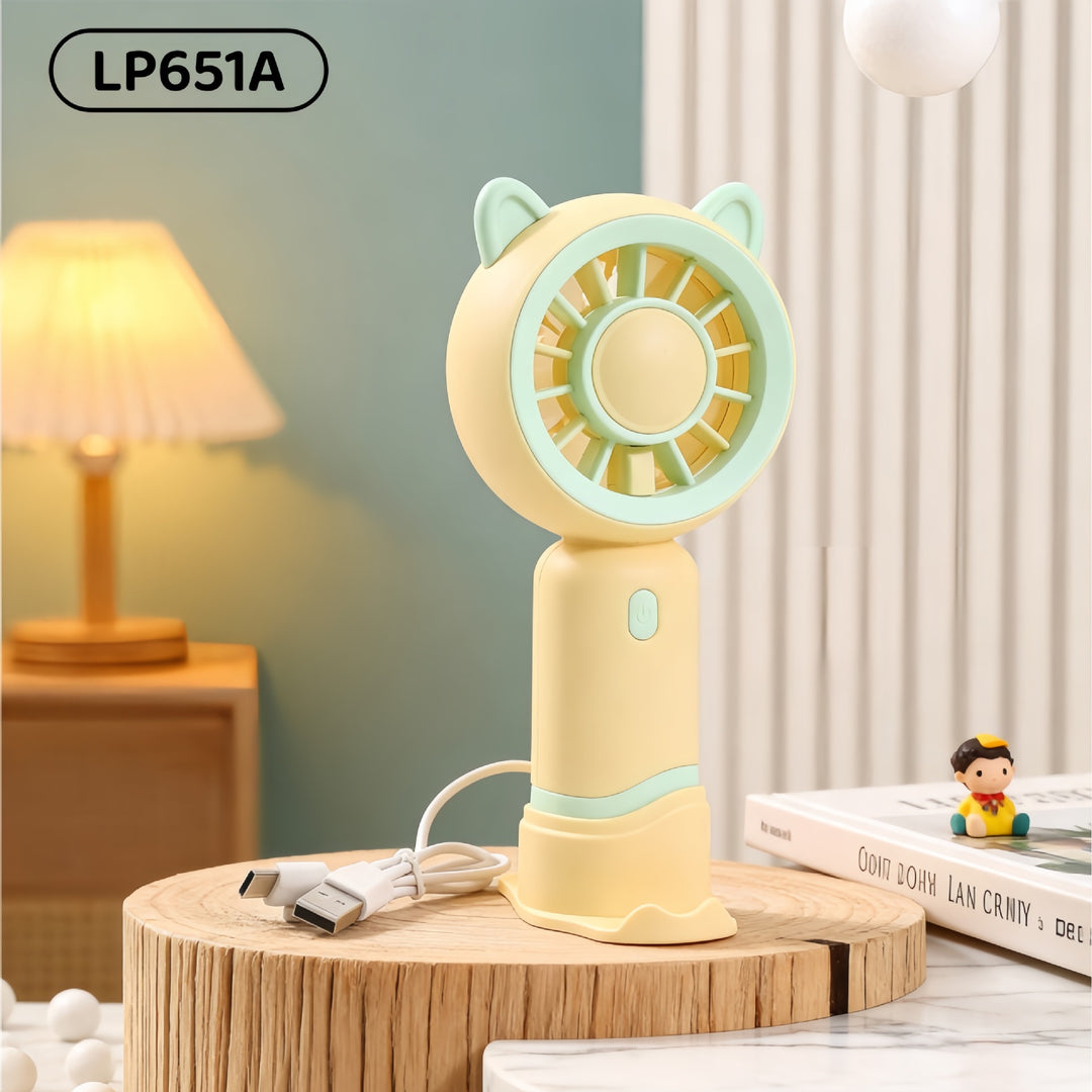 Ladies Portable Mini Handheld Fan with Cat Ears Bowlift