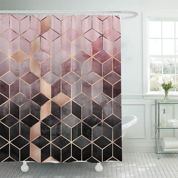 Textured Mosaic Pattern Shower Curtain Bowlift