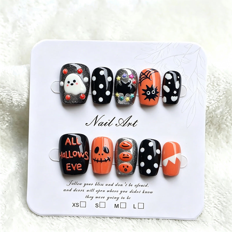 Festive Halloween-Themed Press-On Nail Set Bowlift