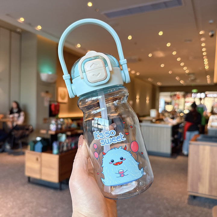 Women's Funny Plastic Drinking Bottle with Integrated Straw Function Bowlift