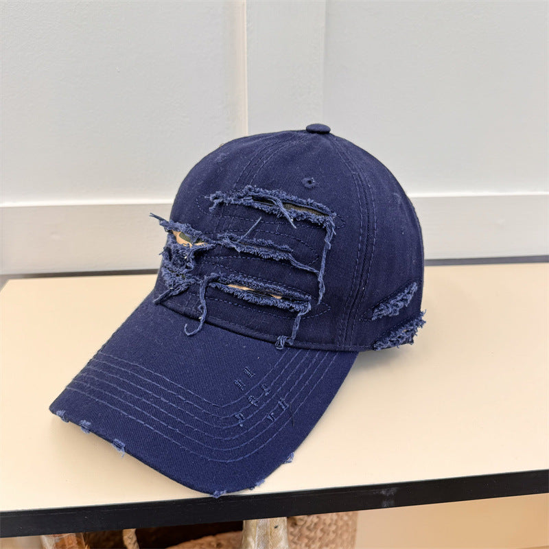 Men's Distressed Denim Baseball Cap Bowlift
